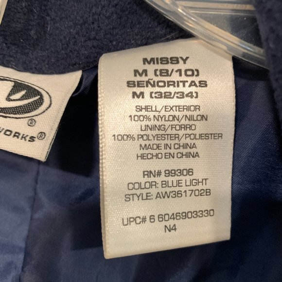 Athletic Works Rain Jacket Blue Nylon Hooded Lightweight Womens Size Med (8-10) - Picture 5 of 12